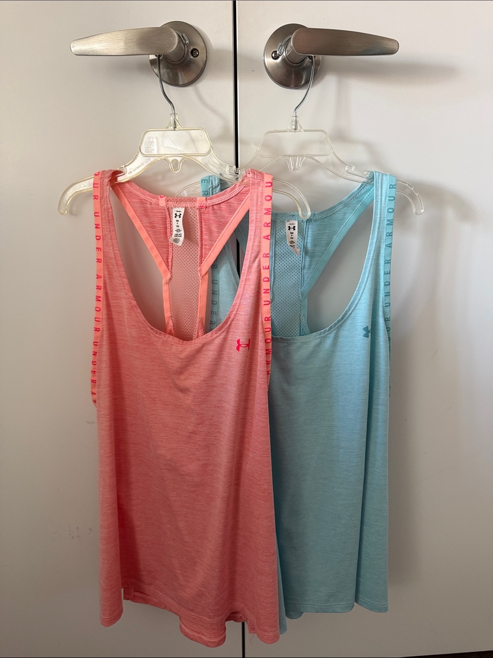Under Armour Heat Gear Women’s Racerback Tank - Coral Pink & Light Aqua